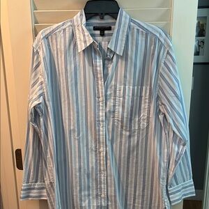 Banana Republic Blue and White Striped Blouse